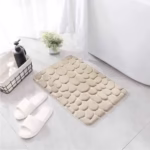 Covoras pentru Baie Antiderapant, Flippy, Uscare Rapida, Model 3D Piatra, 40x60 cm, Bej - imagine 5