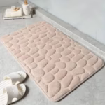Covoras pentru Baie Antiderapant, Flippy, Uscare Rapida, Model 3D Piatra, 40x60 cm, Bej - imagine 6