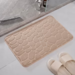 Covoras pentru Baie Antiderapant, Flippy, Uscare Rapida, Model 3D Piatra, 40x60 cm, Bej - imagine 10