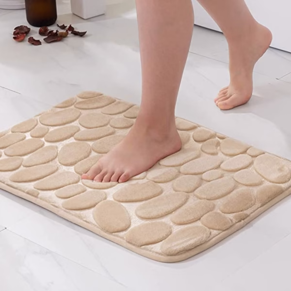 Covoras pentru Baie Antiderapant, Flippy, Uscare Rapida, Model 3D Piatra, 40x60 cm, Bej - imagine 12