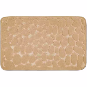 Covoras pentru Baie Antiderapant, Flippy, Uscare Rapida, Model 3D Piatra, 40x60 cm, Bej
