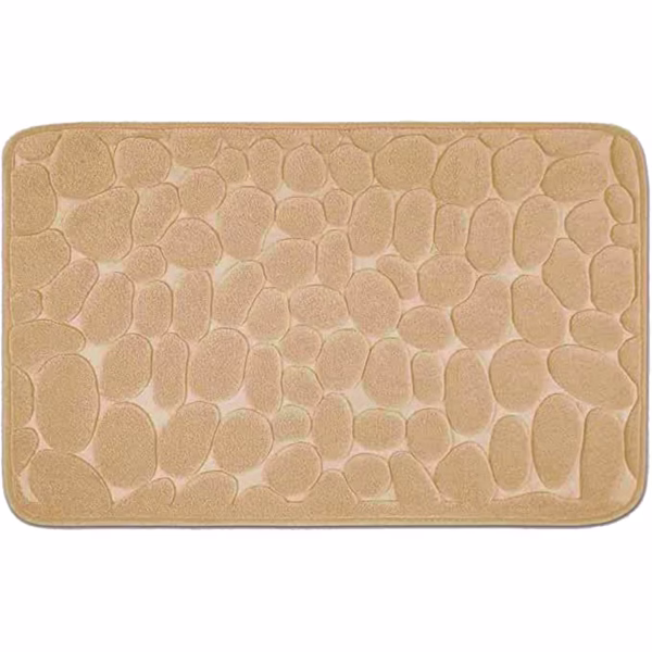 Covoras pentru Baie Antiderapant, Flippy, Uscare Rapida, Model 3D Piatra, 40x60 cm, Bej - imagine 1