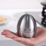 Cronometru de Bucatarie, Flippy, Mecanic, Forma de Ou, din Otel Inoxidabil, 60 min Timer, 8 x 6 cm, Argintiu - imagine 3