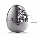 Cronometru de Bucatarie, Flippy, Mecanic, Forma de Ou, din Otel Inoxidabil, 60 min Timer, 8 x 6 cm, Argintiu - imagine 6