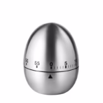 Cronometru de Bucatarie, Flippy, Mecanic, Forma de Ou, din Otel Inoxidabil, 60 min Timer, 8 x 6 cm, Argintiu