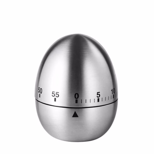 Cronometru de Bucatarie, Flippy, Mecanic, Forma de Ou, din Otel Inoxidabil, 60 min Timer, 8 x 6 cm, Argintiu - imagine 1