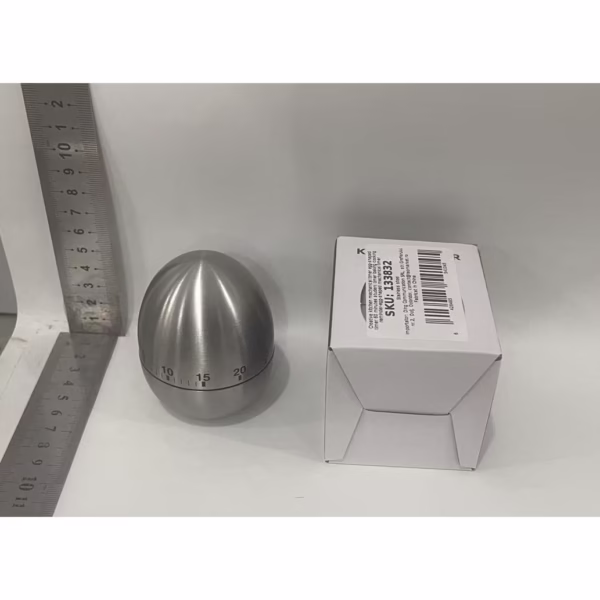 Cronometru de Bucatarie, Flippy, Mecanic, Forma de Ou, din Otel Inoxidabil, 60 min Timer, 8 x 6 cm, Argintiu - imagine 8