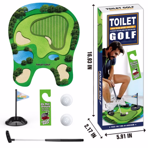 Covoras de Baie, Flippy, Model Teren de Golf, Interactiv, +14 Ani, din PVC, 80 x 69 cm, Verde - imagine 4