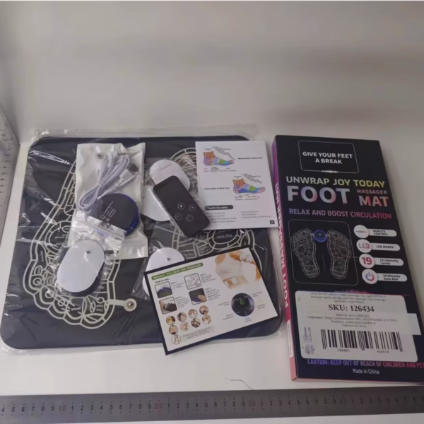 Covoras de Masaj pentru Picioare, EMS, 4 Niveluri de Intensitate, Incarcare USB, Ecran LED, Telecomanda Inclusa, Negru - imagine 5