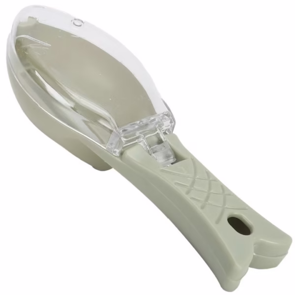 Curatator Manual Solzi de Peste, Flippy, Forma Peste , Recipient cu Capcac pentru Solzi, Plastic, Verde deschis, 16x6 cm - imagine 1