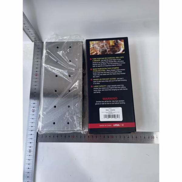 Cutie de afumator pentru gratar Flippy, Inox, 9.6x4.4x22.2 cm, Argintiu - imagine 8