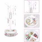 Cutie de Bijuterii, Flippy, Rotativa, cu Suport Tip Ramura, 36.5 x 14 cm, din ABS+PP, Alb - imagine 7