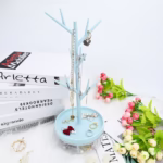 Cutie de Bijuterii, Flippy, Rotativa, cu Suport Tip Ramura, 36.5 x 14 cm, din ABS+PP, Albastru - imagine 6
