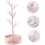 Cutie de Bijuterii, Flippy, Rotativa, cu Suport Tip Ramura, 36.5 x 14 cm, din ABS+PP, Roz - imagine 3