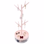 Cutie de Bijuterii, Flippy, Rotativa, cu Suport Tip Ramura, 36.5 x 14 cm, din ABS+PP, Roz