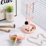 Cutie de Bijuterii, Flippy, Rotativa, cu Suport Tip Ramura, 36.5 x 14 cm, din ABS+PP, Roz - imagine 9