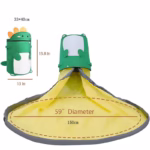 Cutie de Depozitare 2In1, Flippy, Impermeabila, Covor pentru Jucarii si Lego 150cm, Capacitate Mare, cu Manere, cu Sfori, Inaltime 40cm, Model Dinozaur, Verde - imagine 3