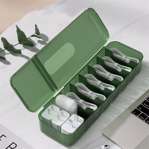 Cutie Organizatoare pentru Cabluri, Flippy, din Plastic, 28 x 9 x 6 cm, Verde - imagine 5