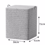 Cutie de Depozitare cu Fermoar, Flippy, Pliabila, Maner Ranforsat, Fermoar Rezistent, pentru Haine, Paturi, Plapumi, Perne, Lenjerii de Pat, Jucarii, 61x50x71 cm, 210 Litri, Gri - imagine 3