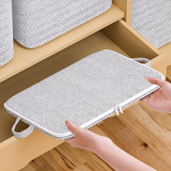 Cutie de Depozitare cu Fermoar, Flippy, Pliabila, Maner Ranforsat, Fermoar Rezistent, pentru Haine, Paturi, Plapumi, Perne, Lenjerii de Pat, Jucarii, 61x50x71 cm, 210 Litri, Gri - imagine 5