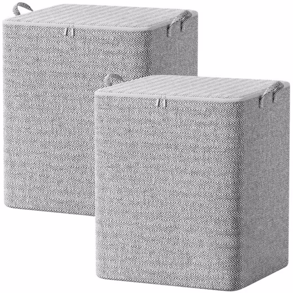 Cutie de Depozitare cu Fermoar, Flippy, Pliabila, Maner Ranforsat, Fermoar Rezistent, pentru Haine, Paturi, Plapumi, Perne, Lenjerii de Pat, Jucarii, 61x50x71 cm, 210 Litri, Gri - imagine 7
