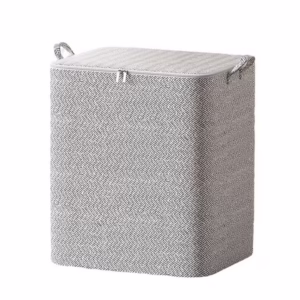 Cutie de Depozitare cu Fermoar, Flippy, Pliabila, Maner Ranforsat, Fermoar Rezistent, pentru Haine, Paturi, Plapumi, Perne, Lenjerii de Pat, Jucarii, 61x50x71 cm, 210 Litri, Gri