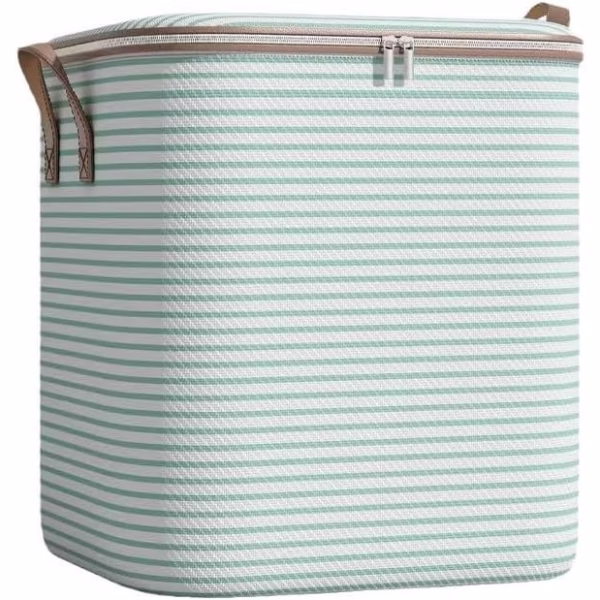 cutie-de-depozitare-cu-fermoar-flippy-pliabila-maner-ranforsat-fermoar-rezistent-pentru-haine-paturi-main-679255102f89c Cutie de Depozitare cu Fermoar, Flippy, Pliabila, Maner Ranforsat, Fermoar Rezistent, pentru Haine, Paturi, Plapume, Perne, Lenjerii de Pat, Jucarii, 50x40x50 cm, 100 Litri, in Dungi, Verde - imagine 1