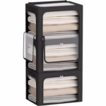 Cutie de Depozitare, Flippy, cu 3 Ferestre cu Fermoar Bidirectional, Cadru din Otel, Impermeabil, 38L, 42 x 30 x 30 cm, Negru - imagine 5