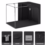 Cutie de Depozitare, Flippy, cu 3 Ferestre cu Fermoar Bidirectional, Cadru din Otel, Impermeabil, 38L, 42 x 30 x 30 cm, Negru - imagine 6