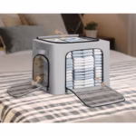 Cutie de Depozitare, Flippy, cu 3 Ferestre cu Fermoar Bidirectional, Cadru din Otel, Impermeabil, 38L, 42 x 30 x 30 cm, Gri - imagine 2