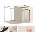 Cutie de Depozitare, Flippy, cu 3 Ferestre cu Fermoar Bidirectional, Cadru din Otel, Impermeabil, 38L, 42 x 30 x 30 cm, Bej - imagine 5