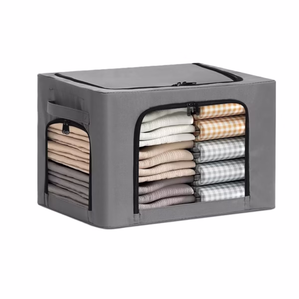 cutie-de-depozitare-flippy-cu-3-ferestre-cu-fermoar-bidirectional-cadru-din-otel-impermeabil-38l-42-6826dc7fc704d Cutie de Depozitare, Flippy, cu 3 Ferestre cu Fermoar Bidirectional, Cadru din Otel, Impermeabil, 38L, 42 x 30 x 30 cm, Gri Inchis - imagine 1