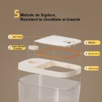 Cutie de Depozitare Flippy, de Uz Casnic, Rezistentă la Insecte și la Umiditate, Rezervor Sigilat pentru Depozitare Alimentară, Capacitate 10 kg, 37x26x19.5 cm, Alb - imagine 8