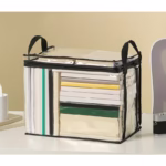 Cutie de Depozitare, Flippy, din PVC + Textil, Rezistenta la Apa, Geanta pentru Carti, 32x24x25 cm, Transparent-Negru - imagine 3