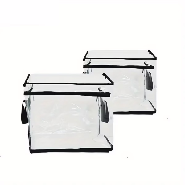 Cutie de Depozitare, Flippy, din PVC + Textil, Rezistenta la Apa, Geanta pentru Carti, 32x24x25 cm, Transparent-Negru - imagine 5