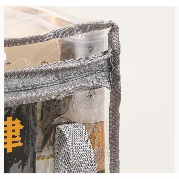 Cutie de Depozitare, Flippy, din PVC + Textil, Rezistenta la Apa, Geanta pentru Carti, 38x24x32 cm, Transparent-Alb - imagine 5