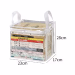 Cutie de Depozitare, Flippy, din PVC+Textil, Rezistenta la Apa, Geanta pentru Carti, 23x17x28 cm, Transparent-Alb - imagine 2