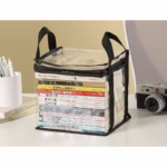 Cutie de Depozitare, Flippy, din PVC + Textil, Rezistenta la Apa, Geanta pentru Carti, 23x17x28 cm, Transparent-Negru - imagine 3