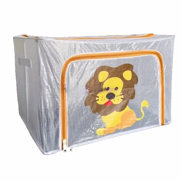 Cutie de Depozitare, Flippy, pentru Camera Copiilor, 100L, din PVC, Model Leu, 60 x 42 x 40 cm, Transparent - imagine 1