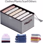Cutie De Depozitare, Flippy, Pentru Haine, Lenjerie, Sosete Si Sutiene, Material Textil, 6 Compartimente, 44x30x20 cm, Culoare Alb-Negru - imagine 9