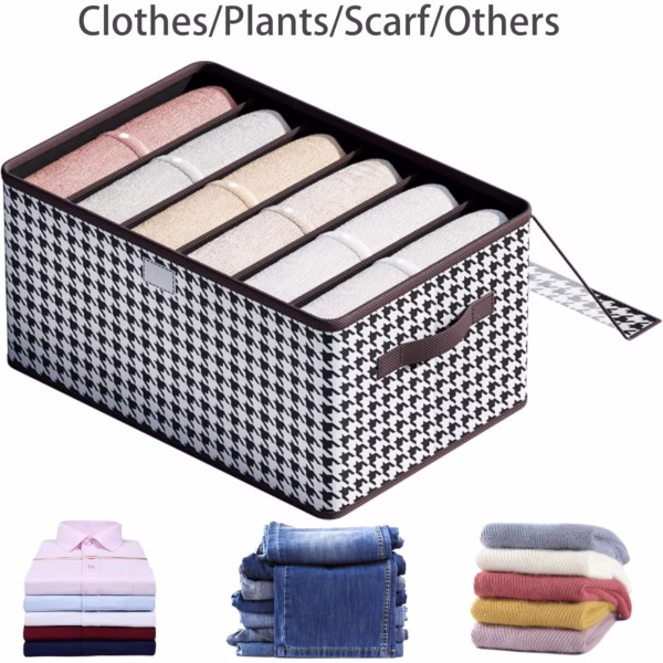 Cutie De Depozitare, Flippy, Pentru Haine, Lenjerie, Sosete Si Sutiene, Material Textil, 6 Compartimente, 44x30x20 cm, Culoare Alb-Negru - imagine 9