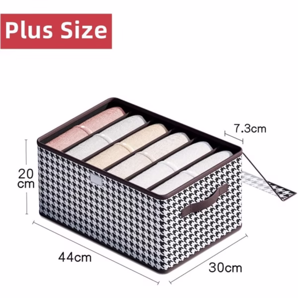 Cutie De Depozitare, Flippy, Pentru Haine, Lenjerie, Sosete Si Sutiene, Material Textil, 6 Compartimente, 44x30x20 cm, Culoare Alb-Negru - imagine 10