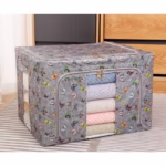Cutie Depozitare, Flippy, 66L, din Material Textil, 50 x 40 x 33 cm, pentru Haine si Lenjerii, Model Fluturasi, Gri Inchis - imagine 5