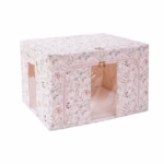 Cutie Depozitare, Flippy, 66L, din Material Textil, 50 x 40 x 33 cm, pentru Haine si Lenjerii, Model Fluturasi, Bej - imagine 6