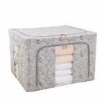 Cutie Depozitare, Flippy, 66L, din Material Textil, 50 x 40 x 33 cm, pentru Haine si Lenjerii, Model Fluturasi, Gri - imagine 6
