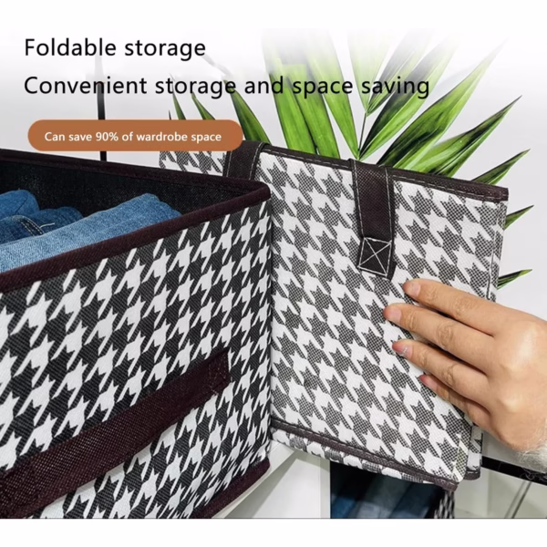 Cutie De Depozitare, Flippy, Pentru Haine, Lenjerie, Sosete Si Sutiene, Material Textil, 7 Compartimente, 44x30x20 cm, Culoare Alb-Negru - imagine 2