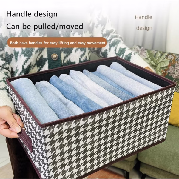 Cutie De Depozitare, Flippy, Pentru Haine, Lenjerie, Sosete Si Sutiene, Material Textil, 7 Compartimente, 44x30x20 cm, Culoare Alb-Negru - imagine 3