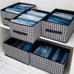 Cutie De Depozitare, Flippy, Pentru Haine, Lenjerie, Sosete Si Sutiene, Material Textil, 7 Compartimente, 44x30x20 cm, Culoare Alb-Negru - imagine 4