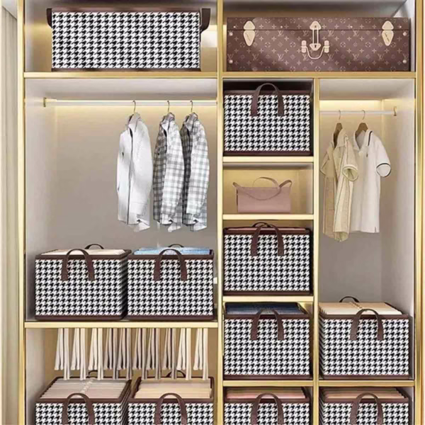 Cutie De Depozitare, Flippy, Pentru Haine, Lenjerie, Sosete Si Sutiene, Material Textil, 7 Compartimente, 44x30x20 cm, Culoare Alb-Negru - imagine 11