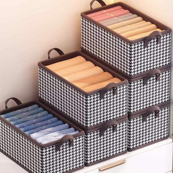 Cutie De Depozitare, Flippy, Pentru Haine, Lenjerie, Sosete Si Sutiene, Material Textil, 9 Compartimente, 44x30x20 cm, Culoare Alb-Negru - imagine 8